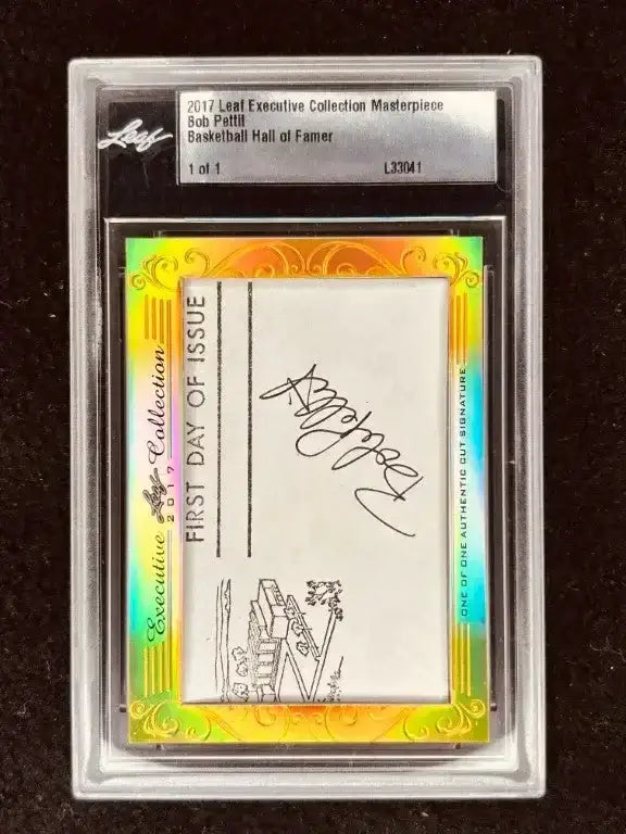 Bob Pettit 2017 Leaf Masterpiece Cut Signature certified signed card 1/1 JSA LSU - AutographsForSale.com
