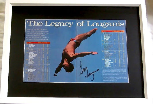 Greg Louganis signed Sports Illustrated diving photo spread framed JSA - AutographsForSale.com