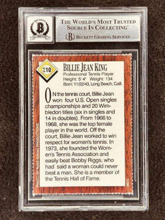 Billie Jean King autographed 1990 Sports Illustrated for Kids Legend card BAS slabbed graded 10 - AutographsForSale.com