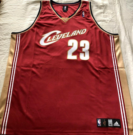 LeBron James Cleveland Cavaliers Adidas 2003-04 ROOKIE red game model jersey - AutographsForSale.com