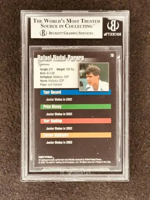 Rafael Nadal 2003 NetPro tennis Rookie Card BGS 9 MINT - AutographsForSale.com