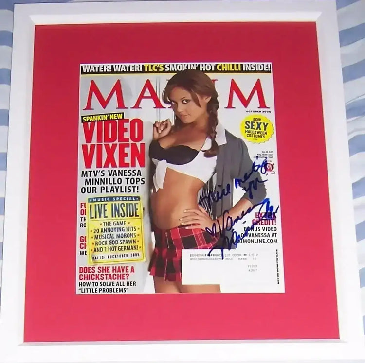 Vanessa Minnillo signed sexy 2005 Maxim cover framed JSA - AutographsForSale.com