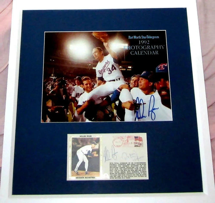 Nolan Ryan & Roberto Alomar signed 7th No-Hitter photo framed JSA Texas Rangers - AutographsForSale.com