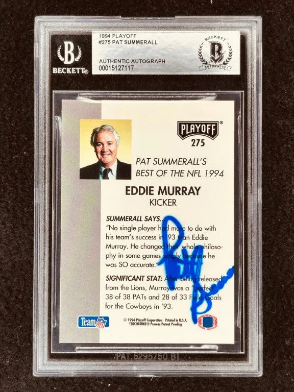 Pat Summerall autographed 1994 Playoff football card BAS slabbed NY Giants - AutographsForSale.com