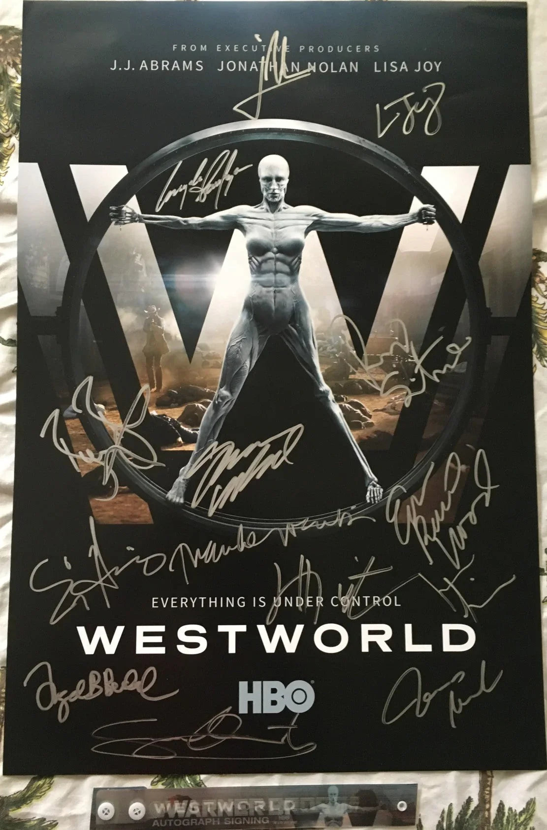 Westworld cast autographed 2017 Comic-Con poster Ed Harris Thandie Newton Evan Rachel Wood Jeffrey Wright JSA - AutographsForSale.com