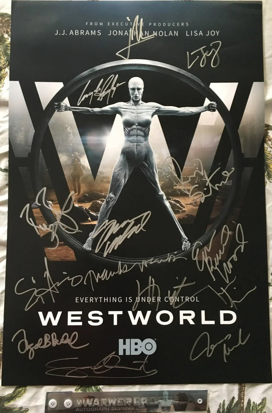 Westworld cast autographed 2017 Comic-Con poster Ed Harris Thandie Newton Evan Rachel Wood Jeffrey Wright JSA - AutographsForSale.com