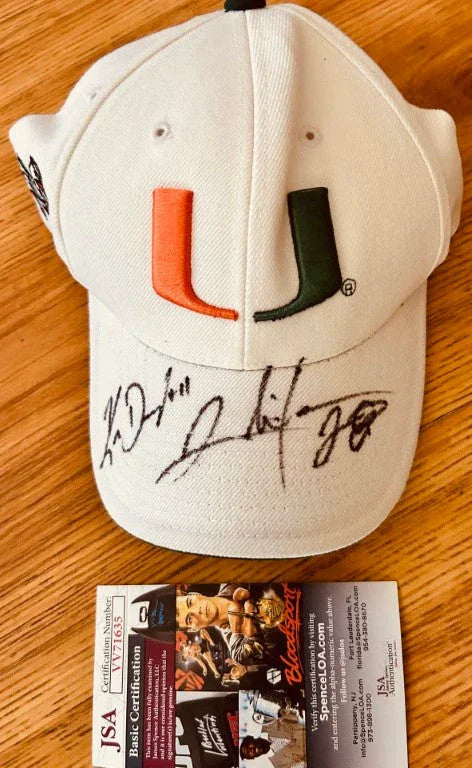 Clinton Portis & Ken Dorsey signed Miami Hurricanes cap JSA - AutographsForSale.com