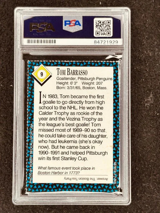 Tom Barrasso signed Penguins 1992 SI for Kids card PSA/DNA slab - AutographsForSale.com