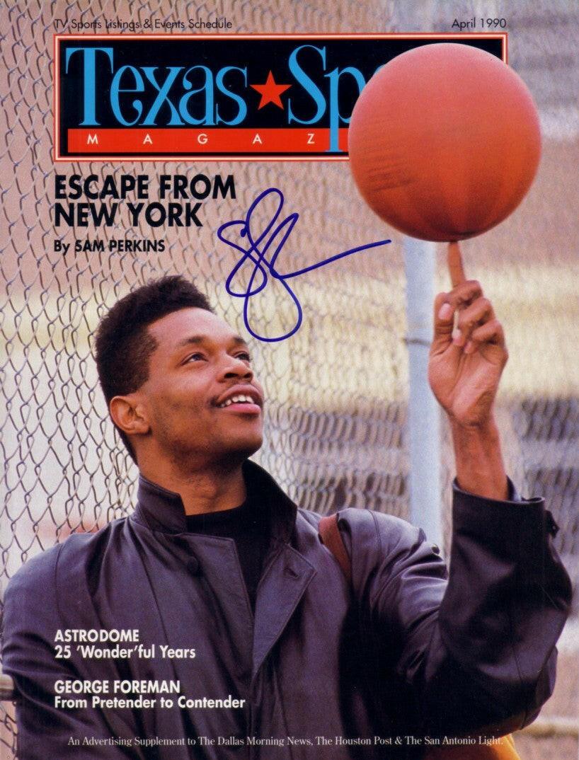 Sam Perkins signed 1990 Texas Sports cover Mavericks UNC Tar Heels - AutographsForSale.com