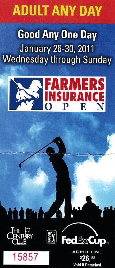 2011 Farmers Insurance Open PGA Tour golf ticket (Bubba Watson 2nd career win) - AutographsForSale.com