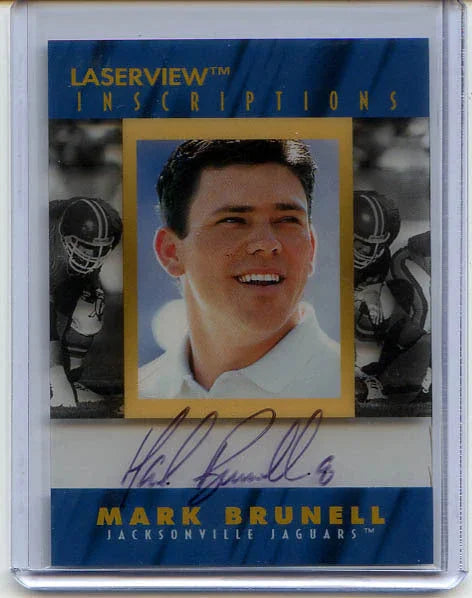 Mark Brunell certified autograph Jacksonville Jaguars 1996 Pinnacle Inscriptions card - AutographsForSale.com