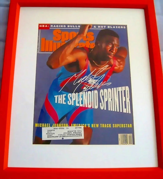 Michael Johnson signed 1991 SI cover custom framed JSA - AutographsForSale.com
