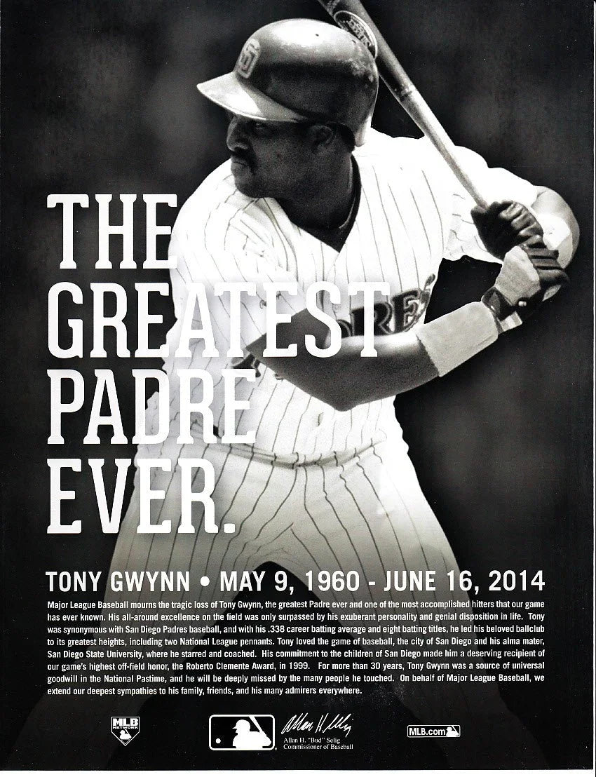 Tony Gwynn SD Padres June 26 2014 Memorial foldout program - AutographsForSale.com