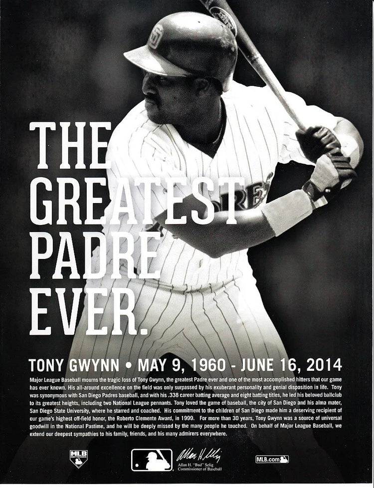 Tony Gwynn SD Padres June 26 2014 Memorial foldout program - AutographsForSale.com