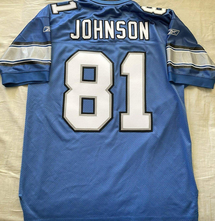 Calvin Johnson Detroit Lions 2007 Rookie Reebok game model blue jersey - AutographsForSale.com
