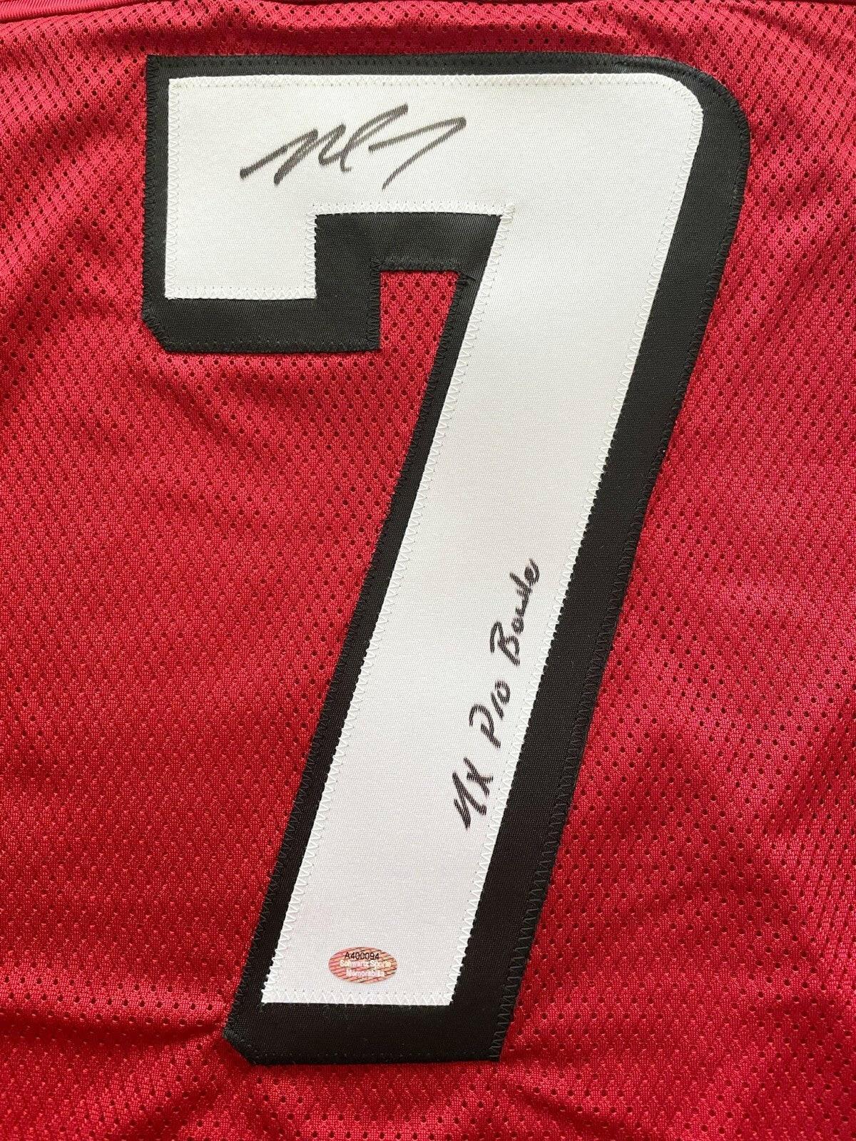 Michael Vick signed Atlanta Falcons Reebok red jersey w/ 4X Pro Bowler Schwartz - AutographsForSale.com