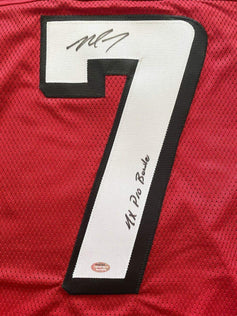 Michael Vick signed Atlanta Falcons Reebok red jersey w/ 4X Pro Bowler Schwartz - AutographsForSale.com