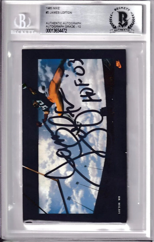 James Lofton signed Packers 1985 Nike card w/ HOF 03 BAS certified - AutographsForSale.com