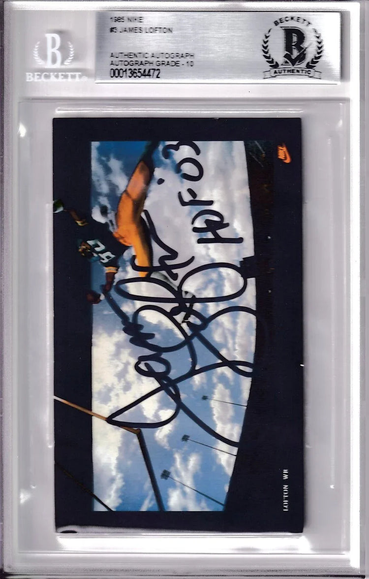 James Lofton signed Packers 1985 Nike card w/ HOF 03 BAS certified - AutographsForSale.com
