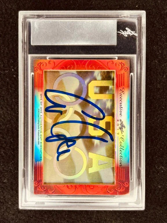 Jesse Owens and Carl Lewis 2017 Leaf Masterpiece Cut Signature certified autograph card 1/1 JSA - AutographsForSale.com