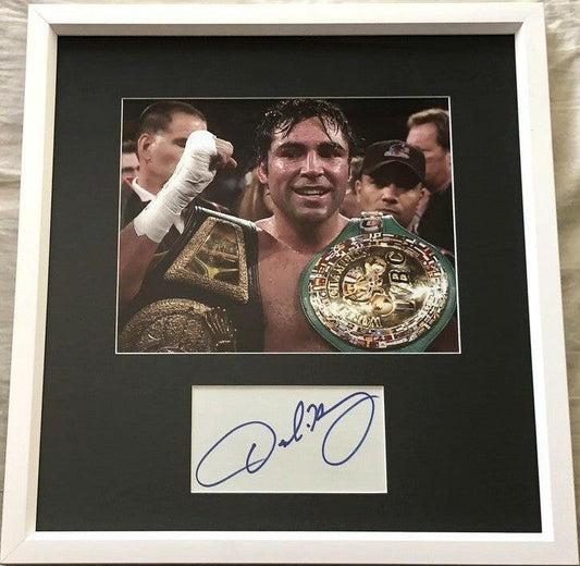 Oscar De La Hoya autograph custom framed with 8x10 boxing photo JSA - AutographsForSale.com