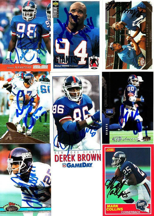 16 New York Giants autographed cards Jessie Armstead Chris Calloway Mark Collins Bart Oates William Roberts - AutographsForSale.com