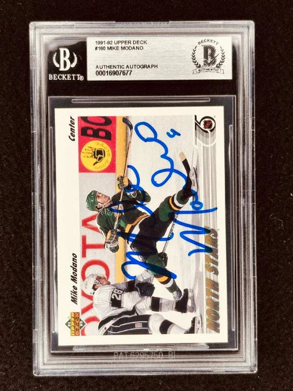 Mike Modano signed North Stars 1991-92 Upper Deck card BAS certified - AutographsForSale.com