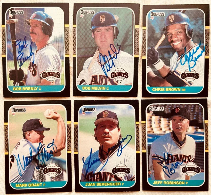 6 autographed 1987 Donruss San Francisco Giants cards Chris Brown Bob Brenly Bob Melvin - AutographsForSale.com