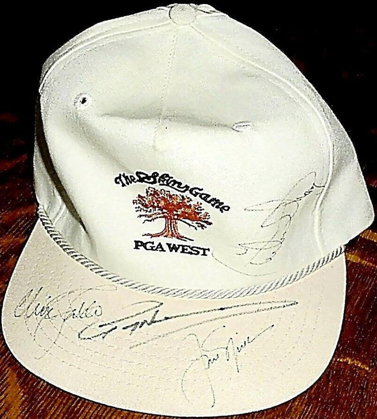 Jack Nicklaus Nick Faldo Greg Norman Curtis Strange signed 1990 Skins Game golf cap JSA - AutographsForSale.com
