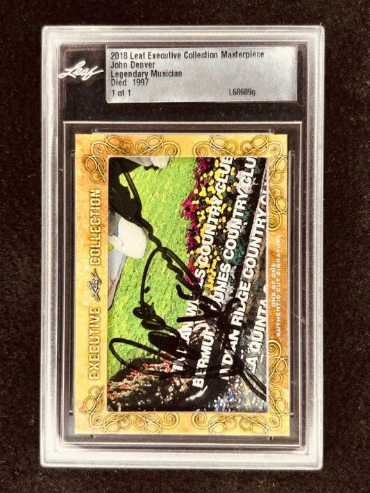John Denver 2018 Leaf Masterpiece Cut Signature certified signed card 1/1 JSA - AutographsForSale.com