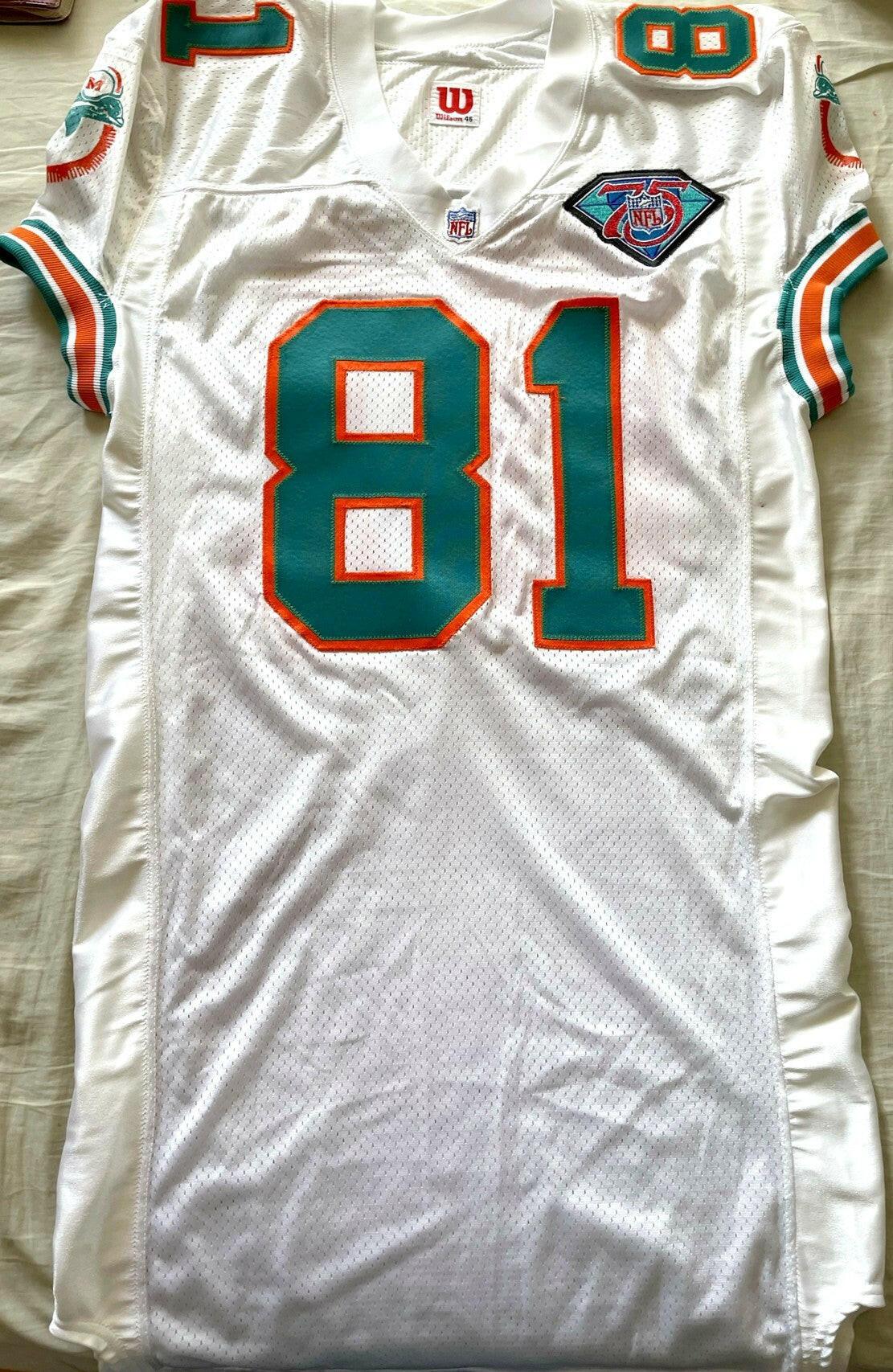 O.J. McDuffie Miami Dolphins 1994 authentic Wilson team issued white game model jersey - AutographsForSale.com