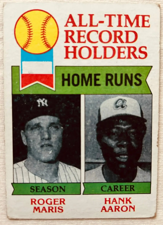 Hank Aaron & Roger Maris 1979 Topps All-Time Record Holders card - AutographsForSale.com