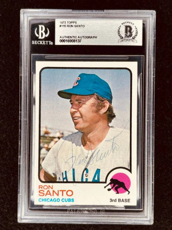 Ron Santo signed Chicago Cubs 1973 Topps card BAS certified - AutographsForSale.com