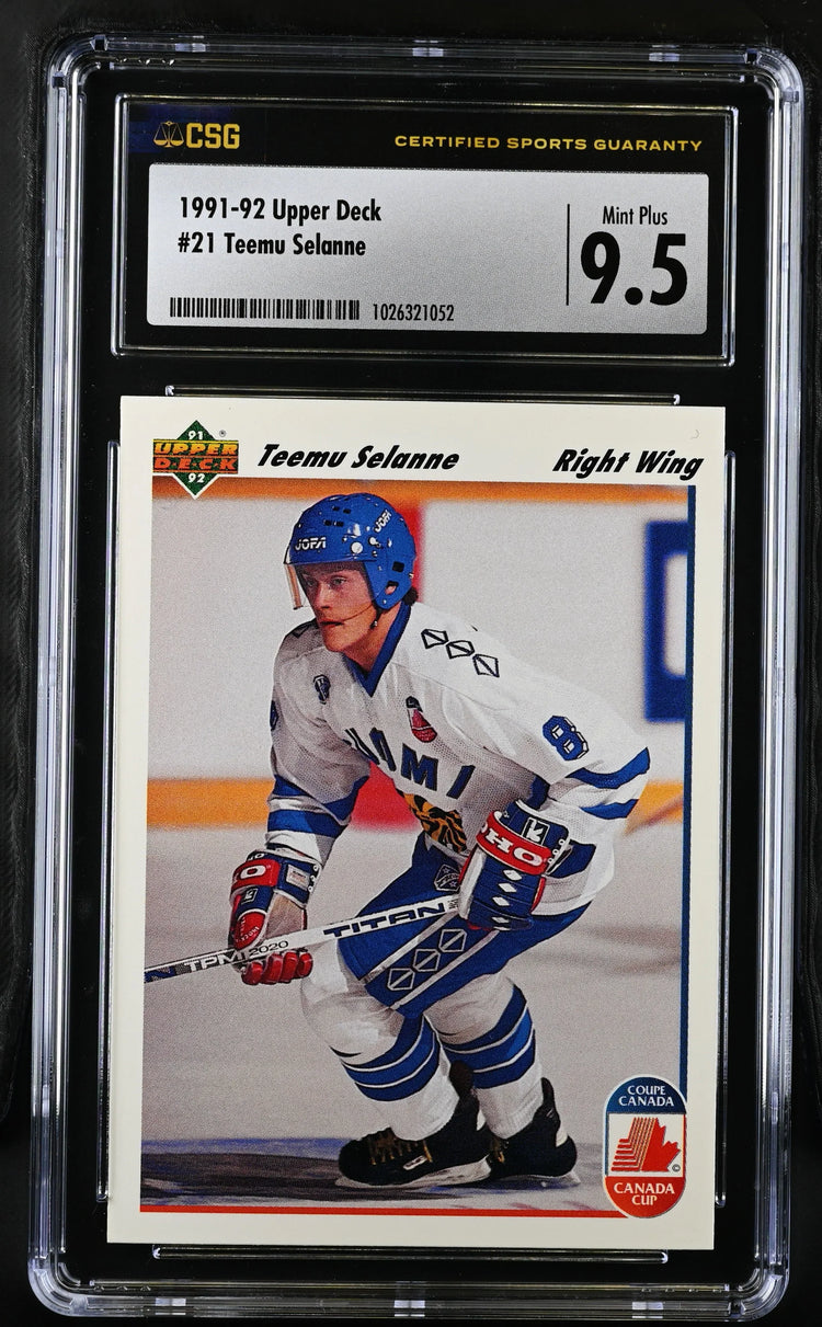 Teemu Selanne Finland 1991-92 Upper Deck RC CSG 9.5 MT+ - AutographsForSale.com