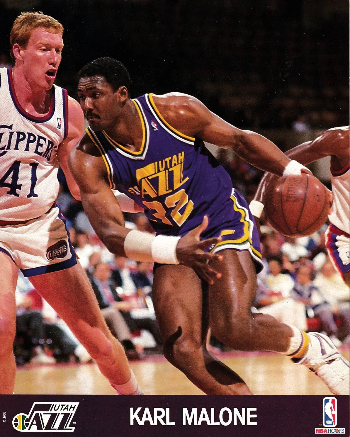 Karl Malone Utah Jazz 1990 NBA Hoops 8x10 photo card - AutographsForSale.com