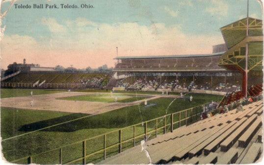 Toledo Mud Hens Ball Park Swayne Field 1909 Baseball postcard postmarked 1912 - AutographsForSale.com