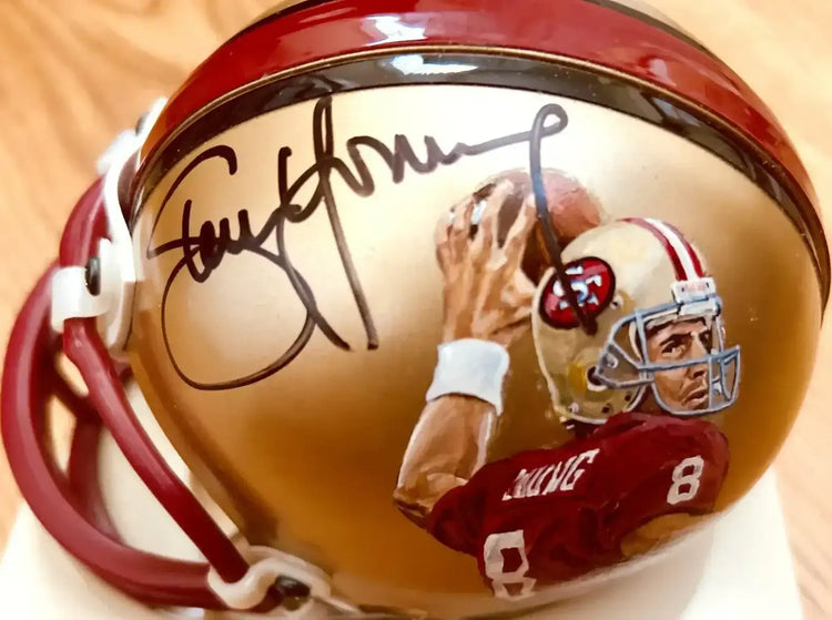 Steve Young autographed San Francisco 49ers mini helmet painted by Jolene Jessie JSA - AutographsForSale.com