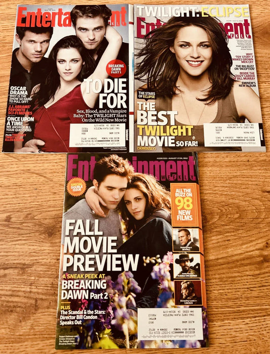 4 Twilight movie 2010 2011 and 2012 Entertainment Weekly magazines Robert Pattinson Kristen Stewart - AutographsForSale.com