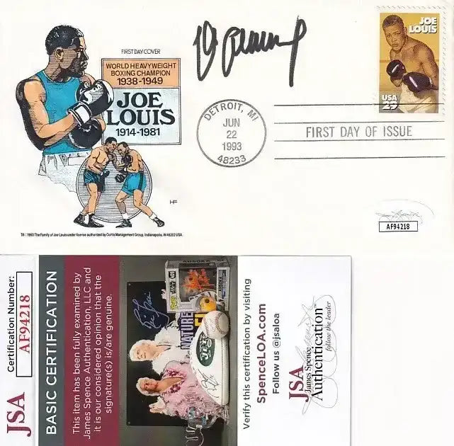 Max Schmeling signed Boxing Greats cachet 1993 Joe Louis 1st Day cover JSA - AutographsForSale.com
