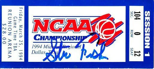 Steve Fisher signed Michigan Wolverines 1994 NCAA Tournament ticket BAS - AutographsForSale.com