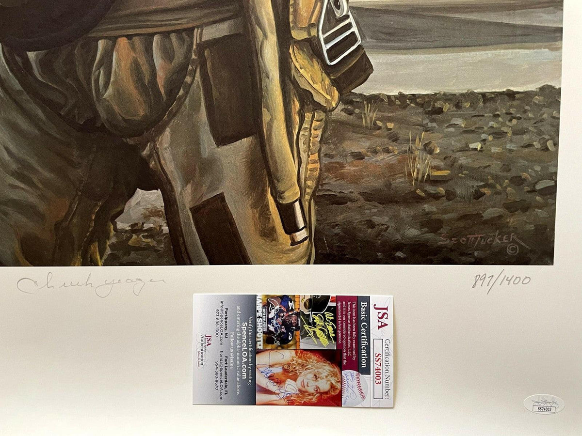 Chuck Yeager signed 25x37 litho limited edition 1400 JSA - AutographsForSale.com
