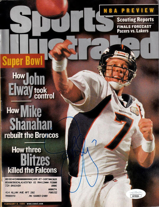John Elway signed Broncos Super Bowl 33 Sports Illustrated magazine JSA - AutographsForSale.com