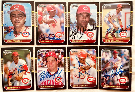 8 autographed 1987 Donruss Cincinnati Reds cards Eric Davis John Franco Kal Daniels - AutographsForSale.com