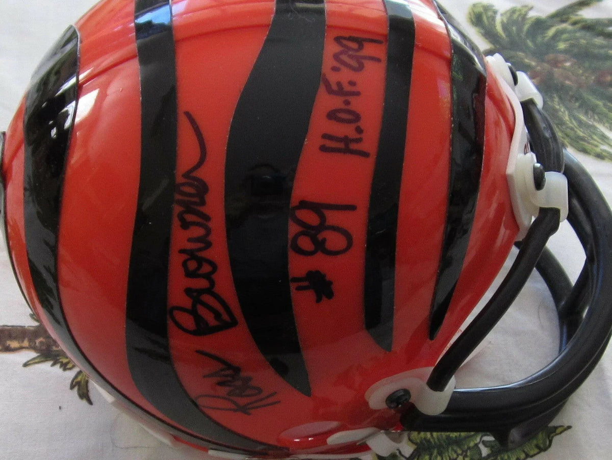 Ross Browner signed Bengals mini helmet with HOF 99 - AutographsForSale.com