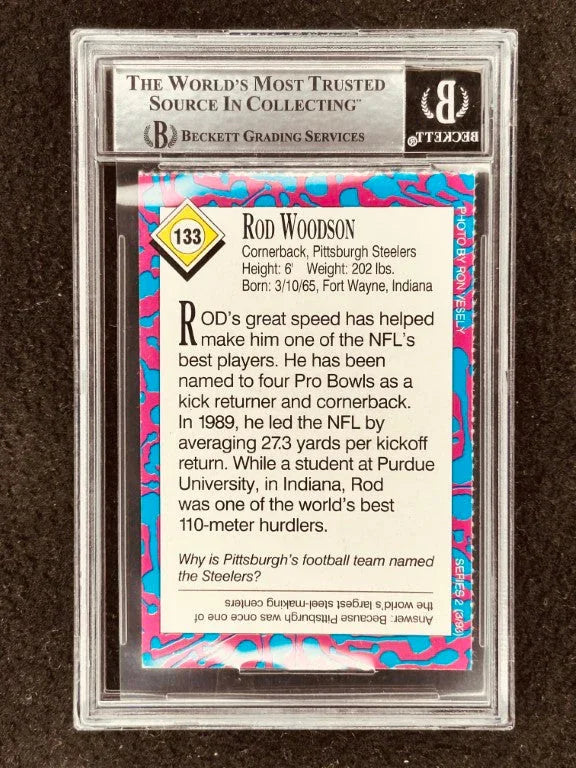 Rod Woodson signed Steelers 1993 SI for Kids card BAS certified - AutographsForSale.com