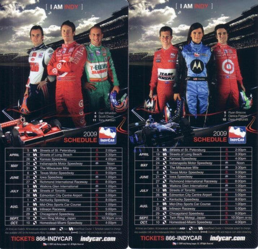 2009 Indy Racing League (IRL) schedule magnet set (Scott Dixon Dario Franchitti Danica Patrick Dan Wheldon) - AutographsForSale.com