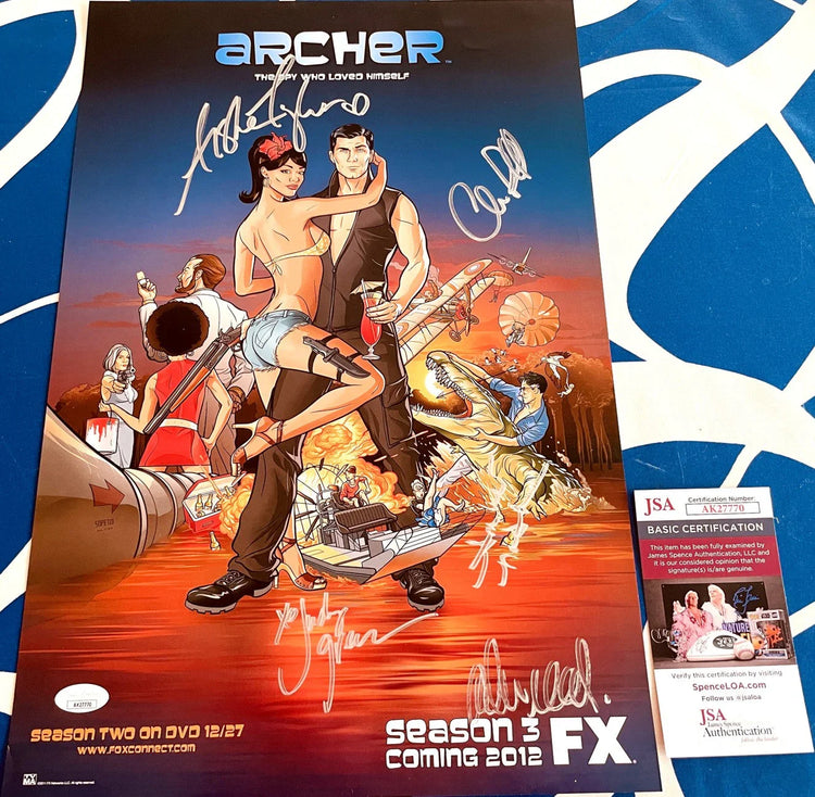 Archer Cast autographed 2011 Comic-Con poster Judy Greer Aisha Tyler Amber Nash Adam Reed JSA - AutographsForSale.com