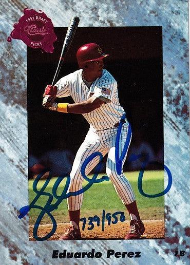 Eduardo Perez certified autograph 1991 Classic 4-Sport card - AutographsForSale.com