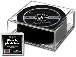 Hockey puck plastic display case holder (BCW) - AutographsForSale.com