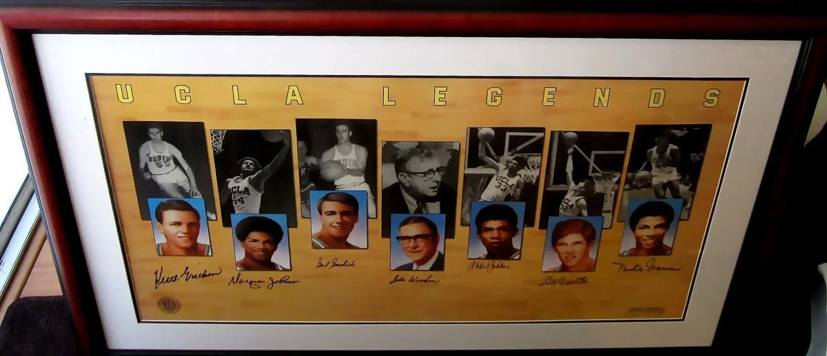 UCLA Legends signed litho framed Kareem Abdul-Jabbar Bill Walton John Wooden JSA - AutographsForSale.com